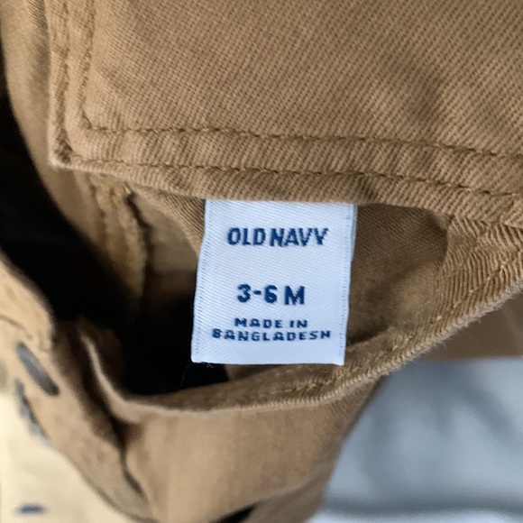 Kids khaki alligator embroidered overalls just one you and camel colored 6 month - Picture 3 of 5